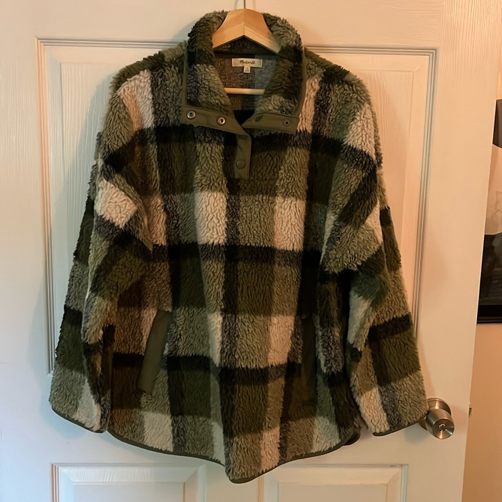 Madewell checker fleece with pocket